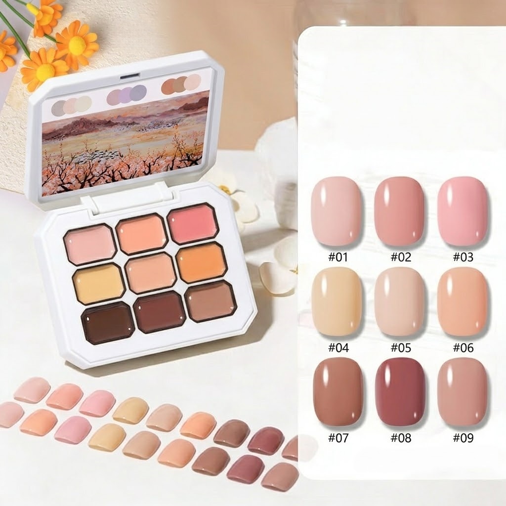 Nail Art Gel Polish - 1pc Gel Lukis Warna 9-Grid, Saturasi