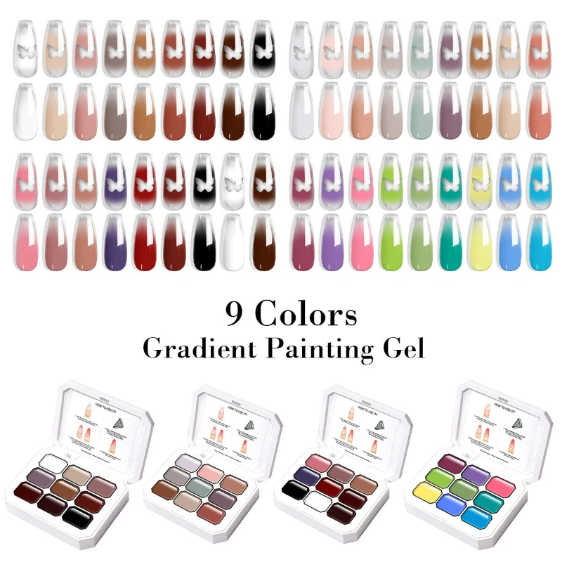 Gel Lukis Kuku 9 Warna Gradasi - Nail Art Gel Polish ulasan dan harga