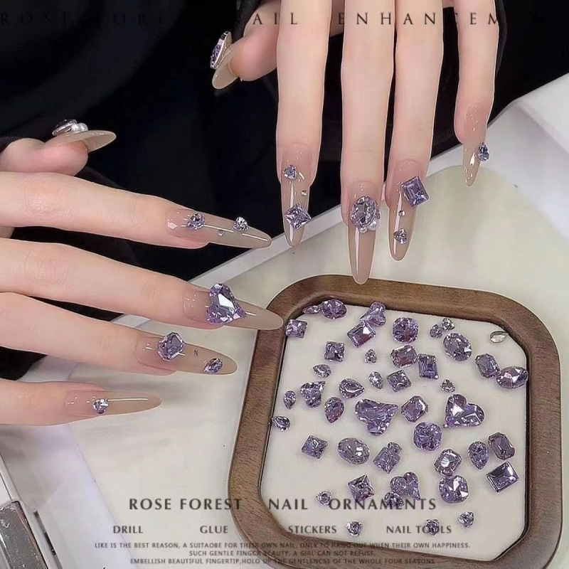 10pcs Aksesoris Kuku Berlian K - Nail Art Violet ulasan dan harga