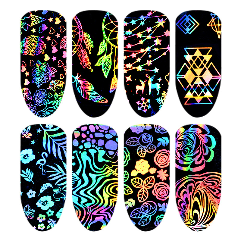8 Buah Stiker Kuku Warna-warni - Nail Art Lotso ulasan dan harga