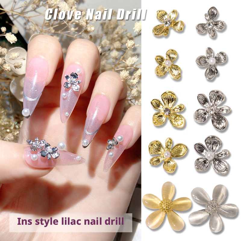 10 Buah Y2K Bunga Lilac 3D Dek - Nail Art Lilac ulasan dan harga