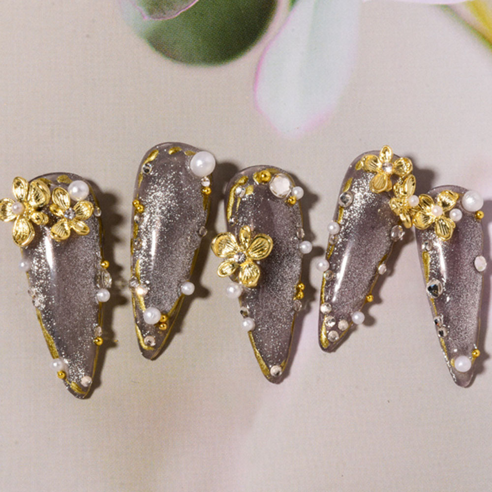 10 Buah Bunga Berlian Imitasi  - Nail Art Lilac ulasan dan harga